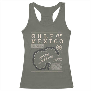 Gulf of Mexico Racerback Tank Top Golfo De Mexico Historic Map 1672 TS02 Military Green Print Your Wear