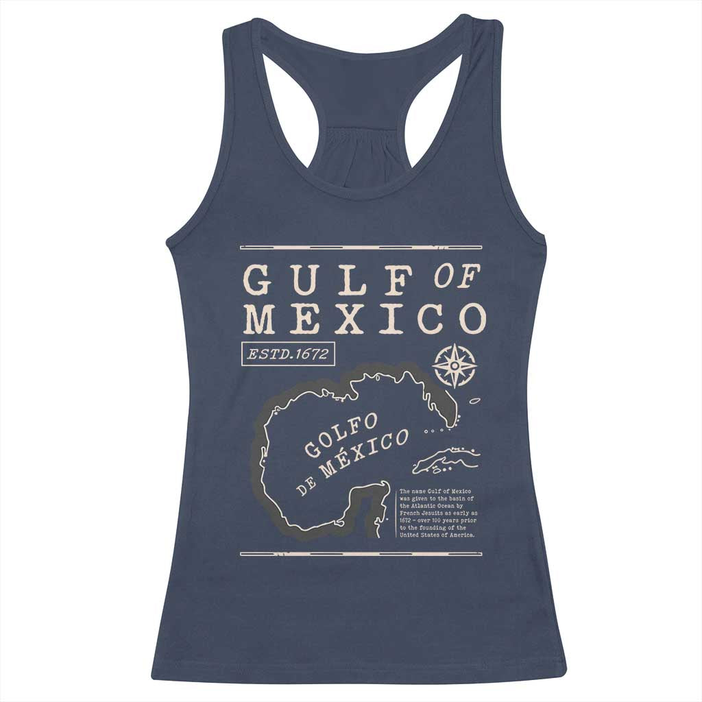 Gulf of Mexico Racerback Tank Top Golfo De Mexico Historic Map 1672 TS02 Navy Print Your Wear