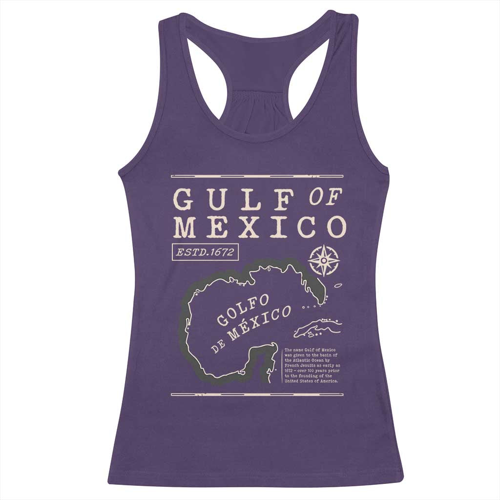Gulf of Mexico Racerback Tank Top Golfo De Mexico Historic Map 1672 TS02 Purple Print Your Wear