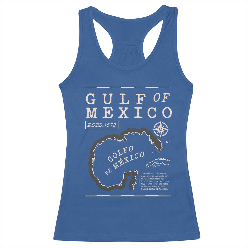 Gulf of Mexico Racerback Tank Top Golfo De Mexico Historic Map 1672 TS02 Royal Blue Print Your Wear