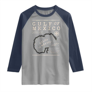 Gulf of Mexico Raglan Shirt Golfo De Mexico Historic Map 1672 TS02 Sport Gray Navy Print Your Wear