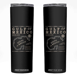 Gulf of Mexico Skinny Tumbler Golfo De Mexico Historic Map 1672 TS02 Black Print Your Wear
