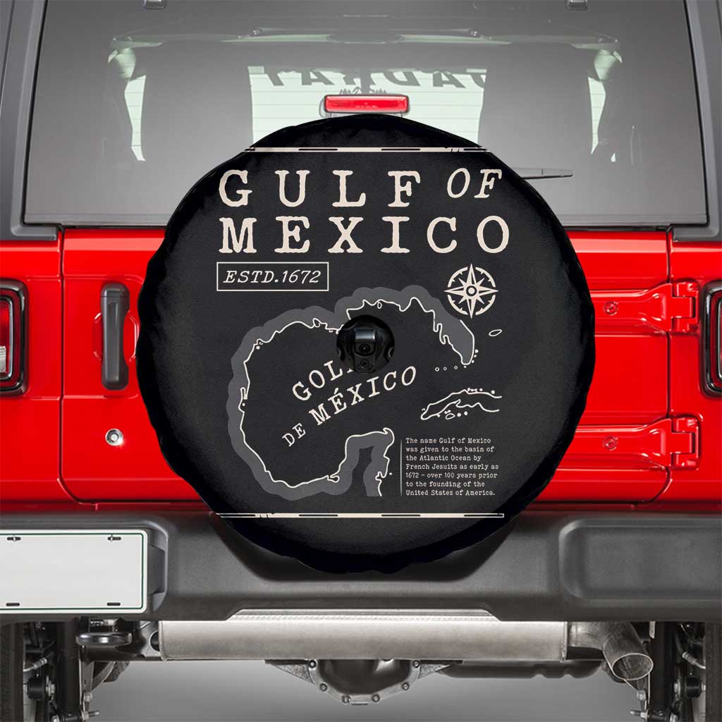 Gulf of Mexico Spare Tire Cover Golfo De Mexico Historic Map 1672 TS02 Black Print Your Wear