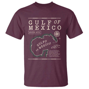 Gulf of Mexico T Shirt Golfo De Mexico Historic Map 1672 TS02 Maroon Print Your Wear