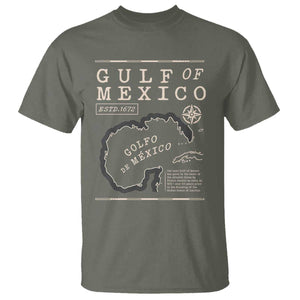 Gulf of Mexico T Shirt Golfo De Mexico Historic Map 1672 TS02 Military Green Print Your Wear