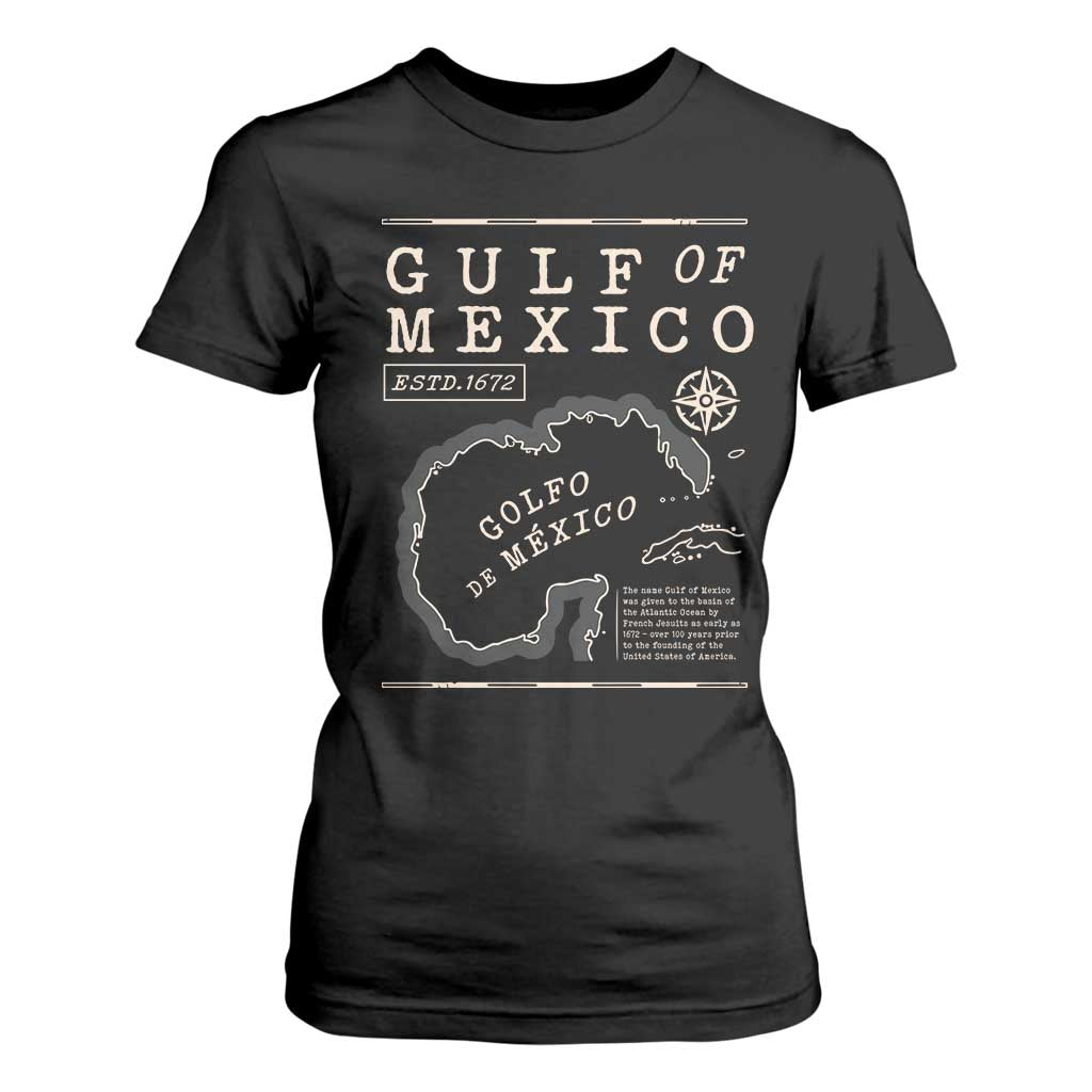 Gulf of Mexico T Shirt For Women Golfo De Mexico Historic Map 1672 TS02 Black Print Your Wear