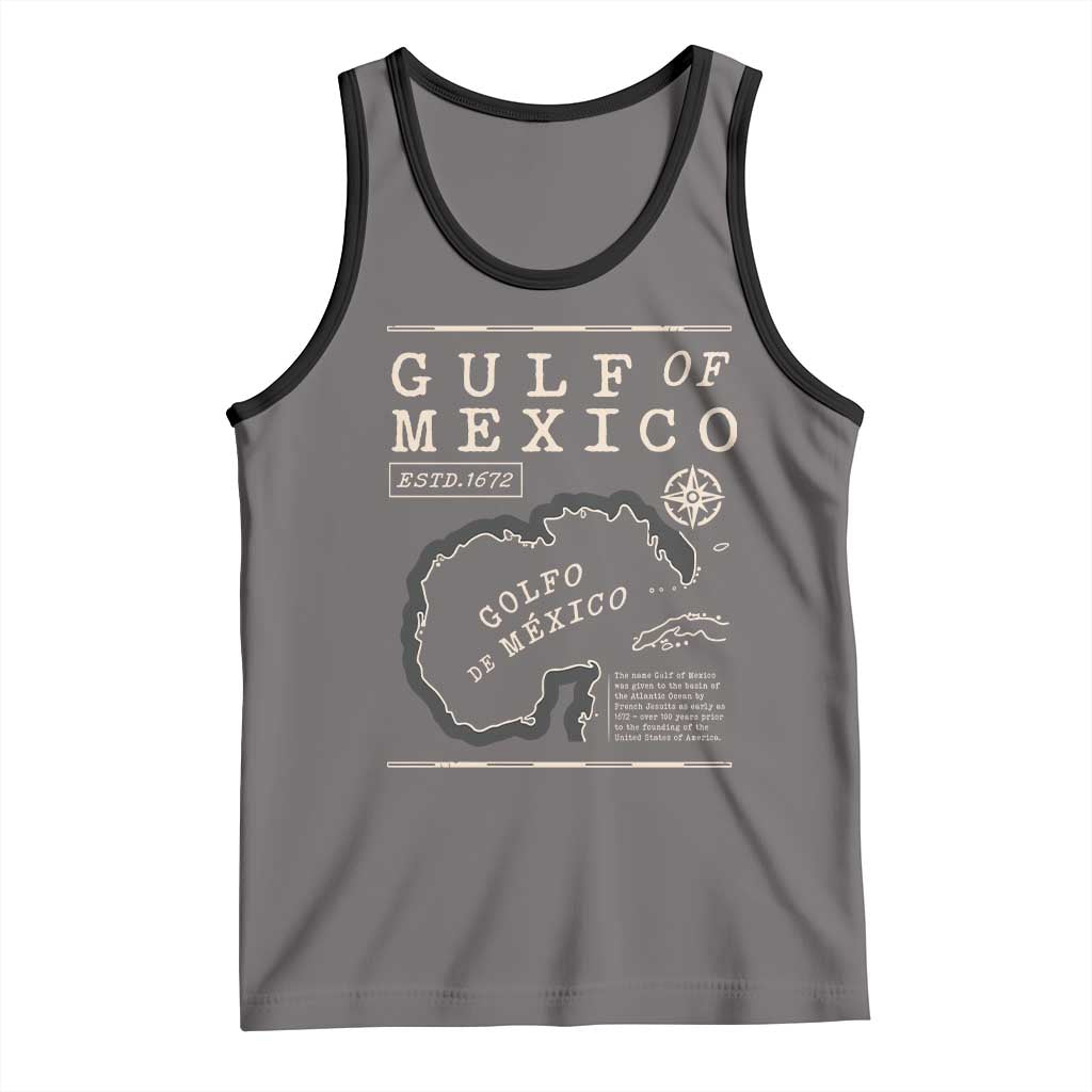 Gulf of Mexico Tank Top Golfo De Mexico Historic Map 1672 TS02 Deep Heather Black Print Your Wear