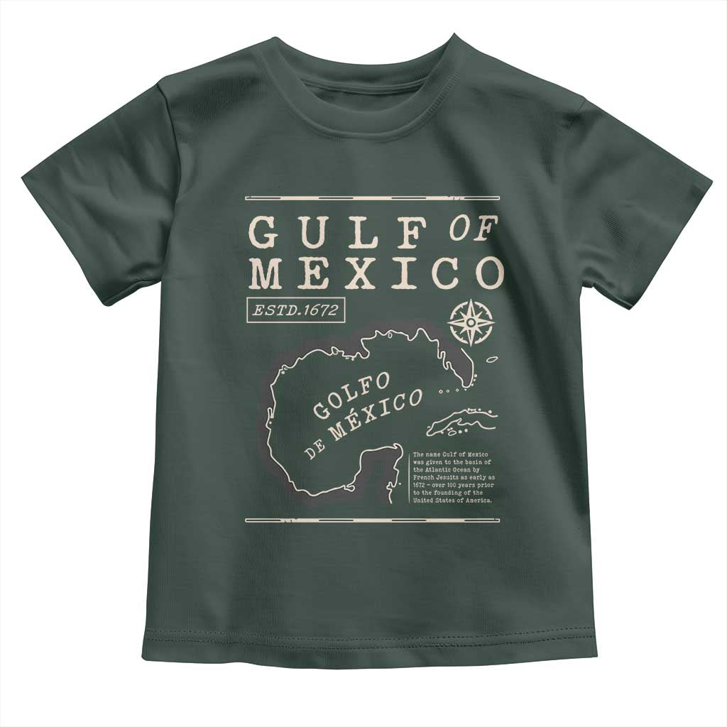 Gulf of Mexico Toddler T Shirt Golfo De Mexico Historic Map 1672 TS02 Dark Forest Green Print Your Wear