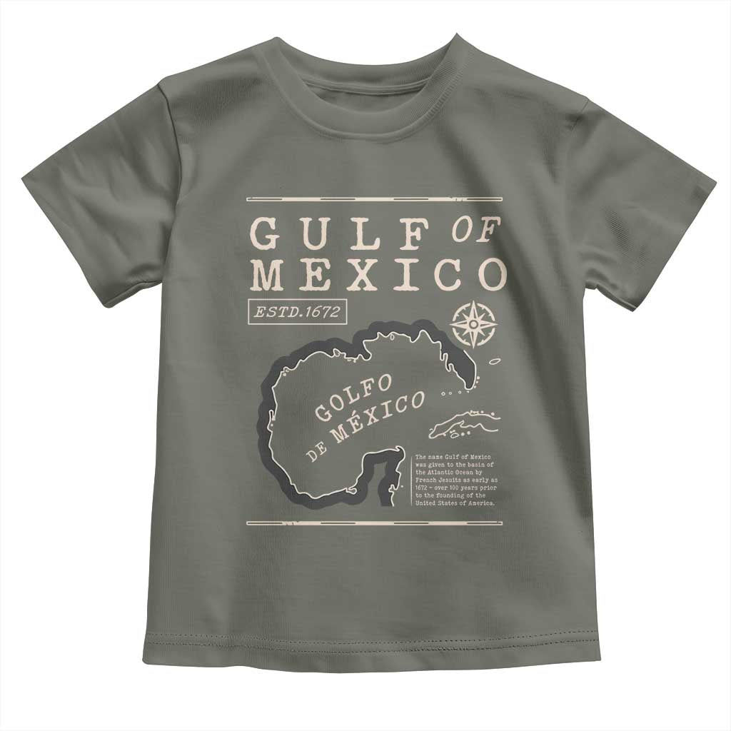 Gulf of Mexico Toddler T Shirt Golfo De Mexico Historic Map 1672 TS02 Military Green Print Your Wear