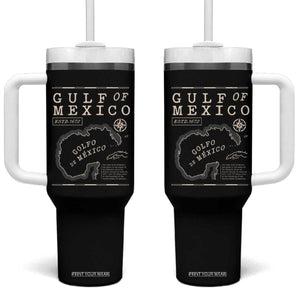 Gulf of Mexico Tumbler With Handle Golfo De Mexico Historic Map 1672 TS02 One Size: 40 oz Black Print Your Wear