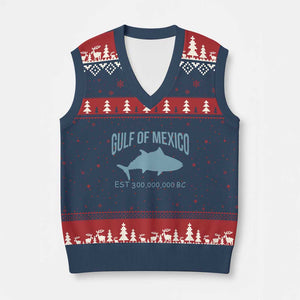 Gulf of Mexico V-Neck Knit Sweater Vest Est 300,000,000 BC Funny Tuna TS02 Navy Red Print Your Wear