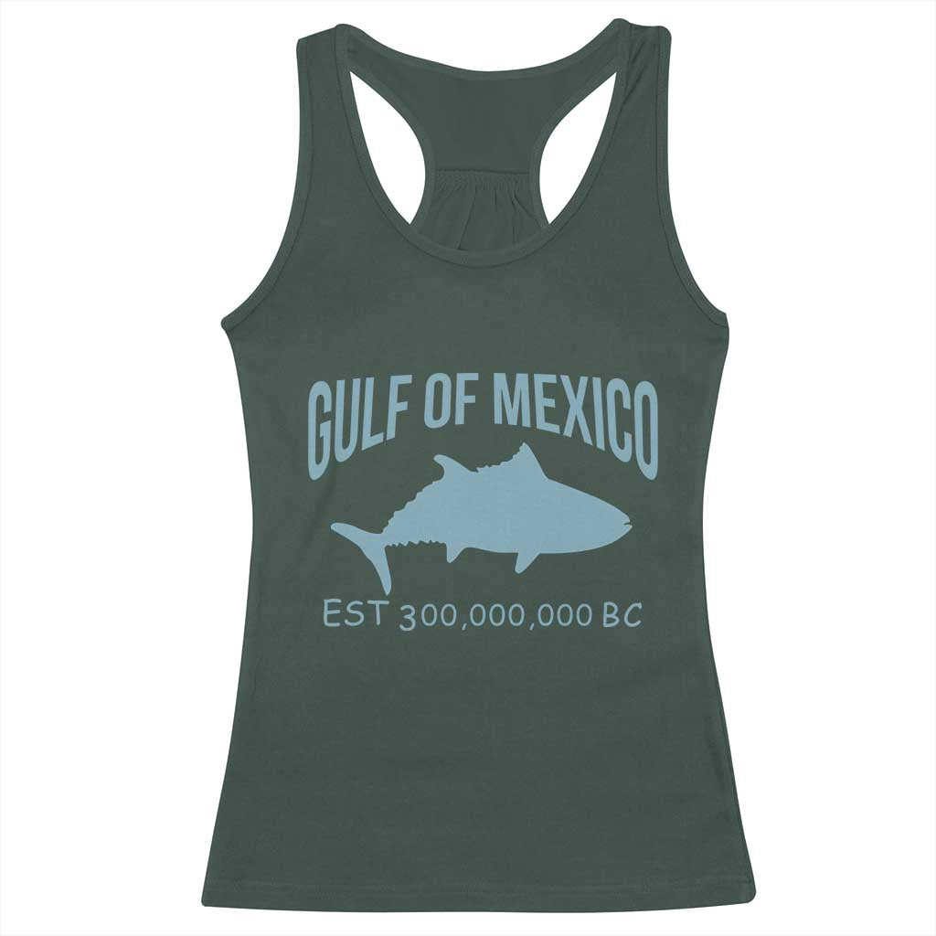 Gulf of Mexico Racerback Tank Top Est 300,000,000 BC Funny Tuna TS02 Dark Forest Green Print Your Wear