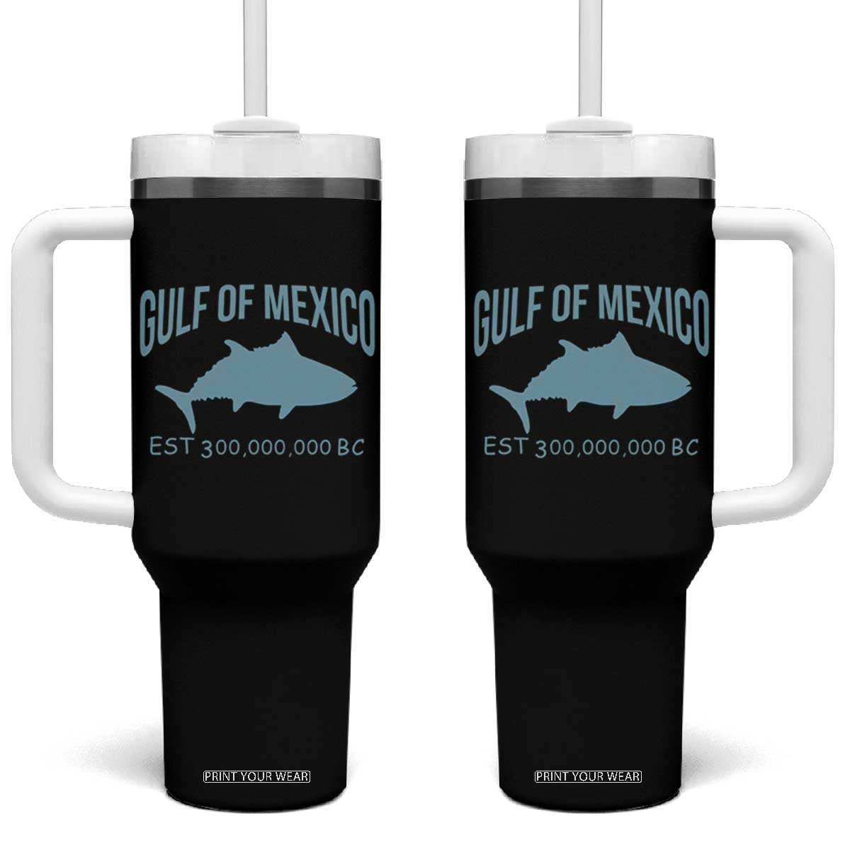 Gulf of Mexico Tumbler With Handle Est 300,000,000 BC Funny Tuna TS02 One Size: 40 oz Black Print Your Wear