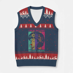Black History Month Pride V-Neck Knit Sweater Vest I Am My Ancestors Wildest Dreams Woman Retro TS02 Navy Red Print Your Wear