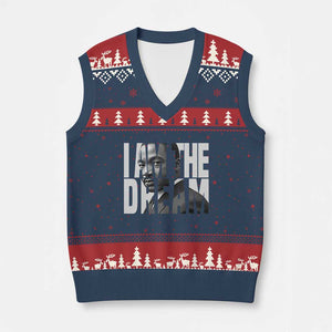 Martin Luther King MLK Day V-Neck Knit Sweater Vest I Am The Dream Black King Power Black History Month TS02 Navy Red Print Your Wear