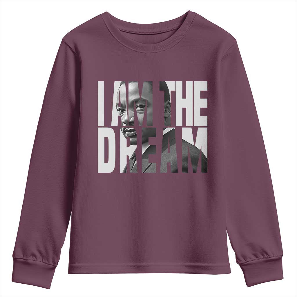 Martin Luther King MLK Day Youth Sweatshirt I Am The Dream Black King Power Black History Month TS02 Maroon Print Your Wear