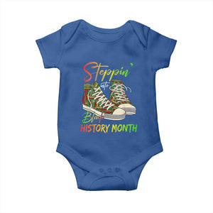 Stepping Into Black History Month Baby Onesie Sneakers TS02 Royal Blue Print Your Wear