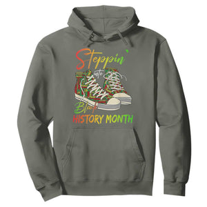 Stepping Into Black History Month Hoodie Sneakers TS02 Military Green Print Your Wear