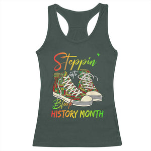 Stepping Into Black History Month Racerback Tank Top Sneakers TS02 Dark Forest Green Print Your Wear