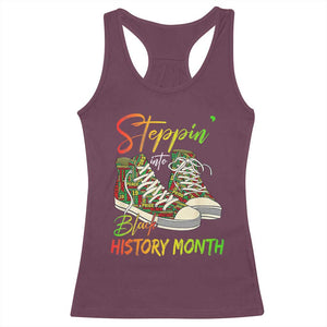 Stepping Into Black History Month Racerback Tank Top Sneakers TS02 Maroon Print Your Wear