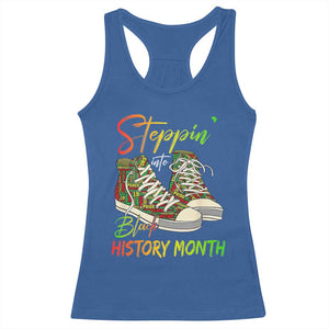 Stepping Into Black History Month Racerback Tank Top Sneakers TS02 Royal Blue Print Your Wear