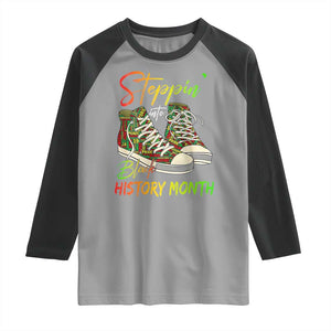 Stepping Into Black History Month Raglan Shirt Sneakers TS02 Sport Gray Black Print Your Wear