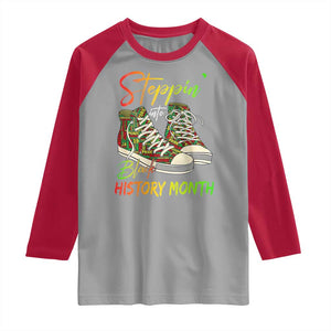 Stepping Into Black History Month Raglan Shirt Sneakers TS02 Sport Gray Red Print Your Wear