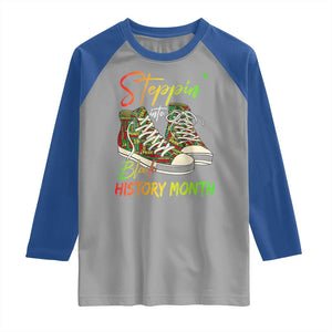 Stepping Into Black History Month Raglan Shirt Sneakers TS02 Sport Gray Royal Print Your Wear