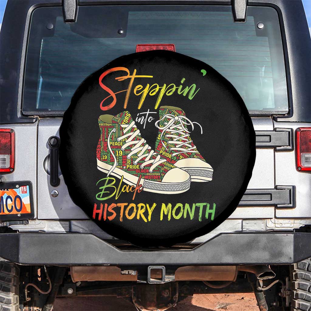 Stepping Into Black History Month Spare Tire Cover Sneakers TS02 No hole Black Print Your Wear