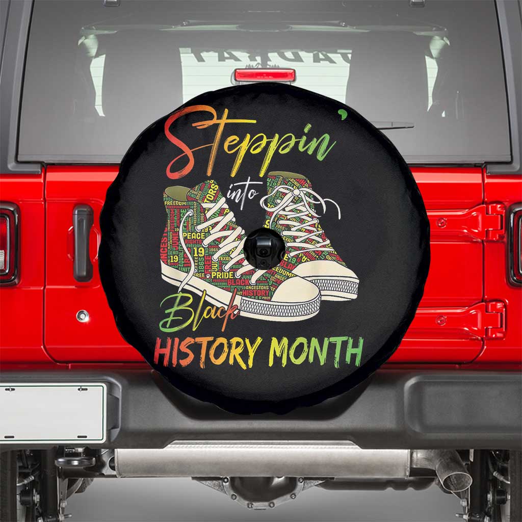 Stepping Into Black History Month Spare Tire Cover Sneakers TS02 Black Print Your Wear
