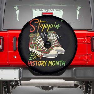 Stepping Into Black History Month Spare Tire Cover Sneakers TS02 Black Print Your Wear