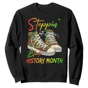 Stepping Into Black History Month Sweatshirt Sneakers TS02 Black Print Your Wear