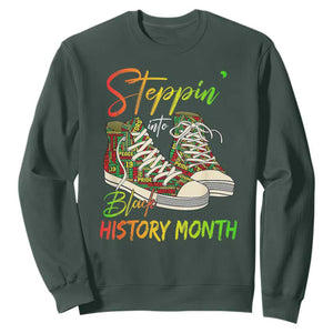 Stepping Into Black History Month Sweatshirt Sneakers TS02 Dark Forest Green Print Your Wear