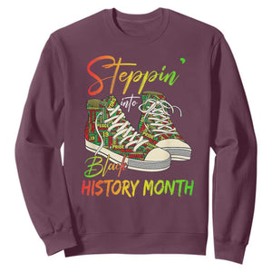 Stepping Into Black History Month Sweatshirt Sneakers TS02 Maroon Print Your Wear