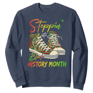 Stepping Into Black History Month Sweatshirt Sneakers TS02 Navy Print Your Wear