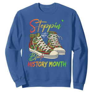 Stepping Into Black History Month Sweatshirt Sneakers TS02 Royal Blue Print Your Wear