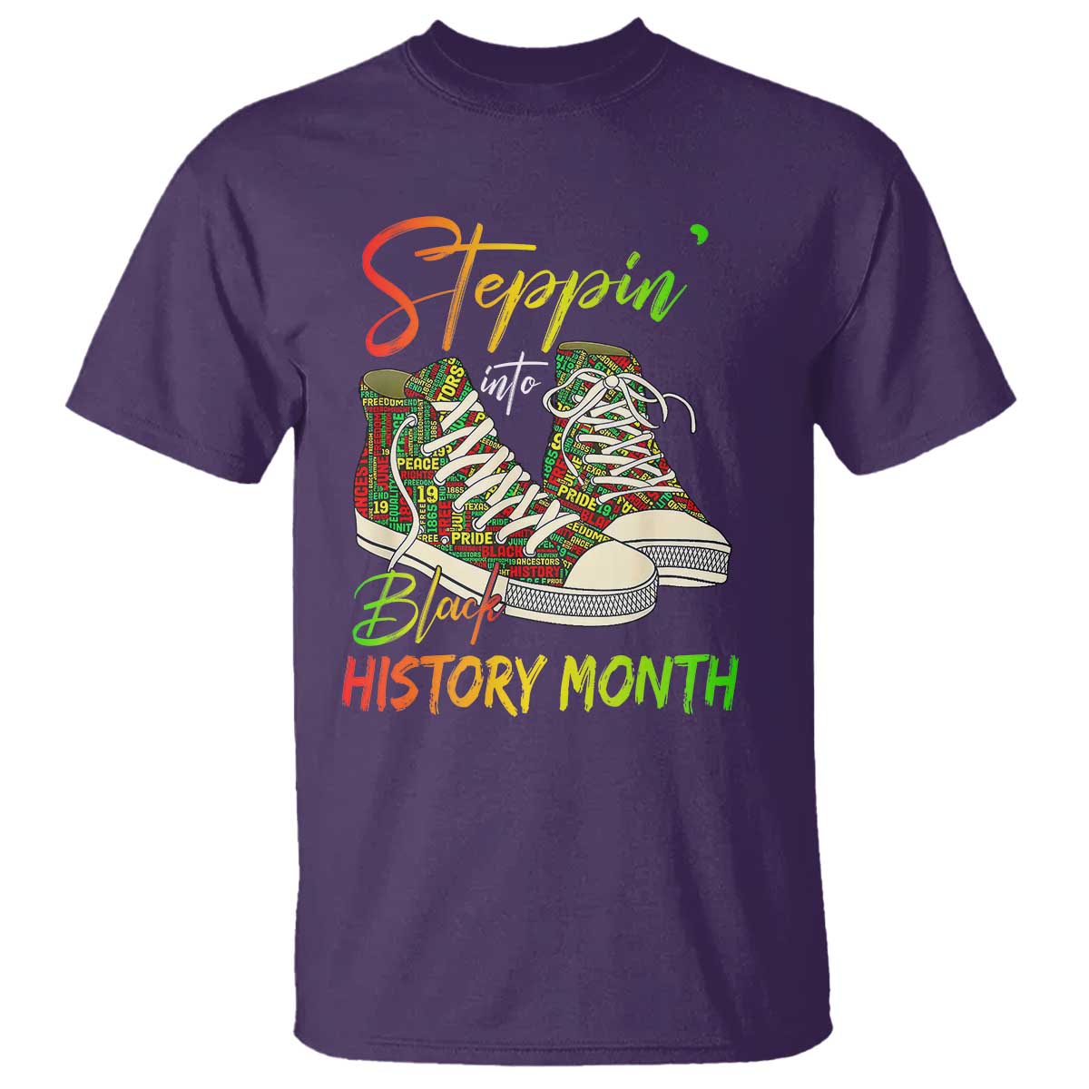 Stepping Into Black History Month T Shirt Sneakers TS02 Purple Print Your Wear