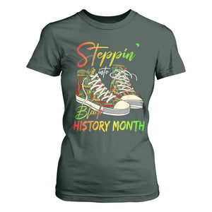 Stepping Into Black History Month T Shirt For Women Sneakers TS02 Dark Forest Green Print Your Wear