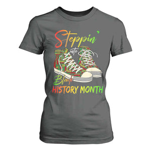 Stepping Into Black History Month T Shirt For Women Sneakers TS02 Dark Heather Print Your Wear