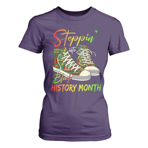 Stepping Into Black History Month T Shirt For Women Sneakers TS02 Purple Print Your Wear