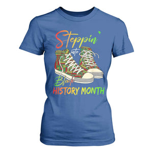 Stepping Into Black History Month T Shirt For Women Sneakers TS02 Royal Blue Print Your Wear
