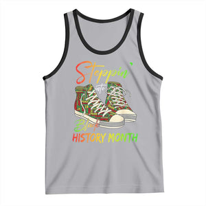 Stepping Into Black History Month Tank Top Sneakers TS02 Athletic Heather Black Print Your Wear