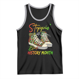 Stepping Into Black History Month Tank Top Sneakers TS02 Black Athletic Heather Print Your Wear
