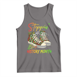 Stepping Into Black History Month Tank Top Sneakers TS02 Deep Heather Print Your Wear