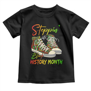 Stepping Into Black History Month Toddler T Shirt Sneakers TS02 Black Print Your Wear