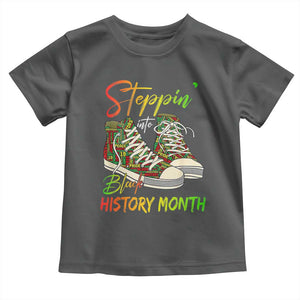 Stepping Into Black History Month Toddler T Shirt Sneakers TS02 Dark Heather Print Your Wear