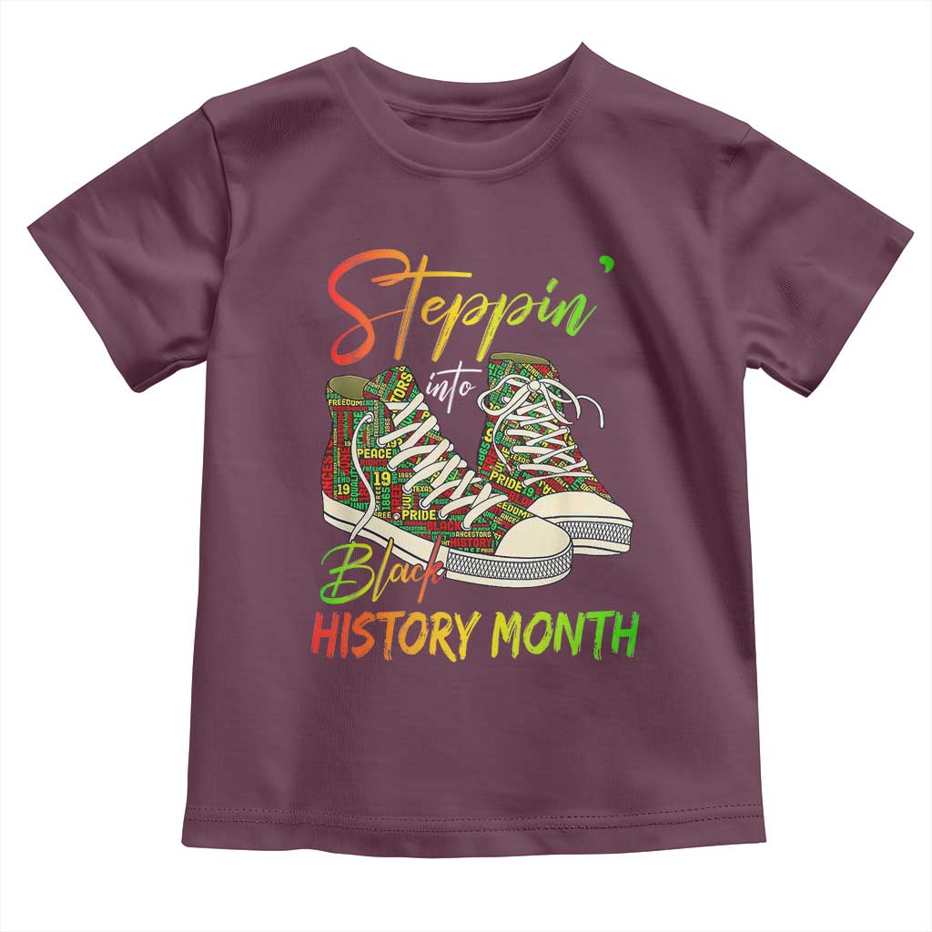 Stepping Into Black History Month Toddler T Shirt Sneakers TS02 Maroon Print Your Wear