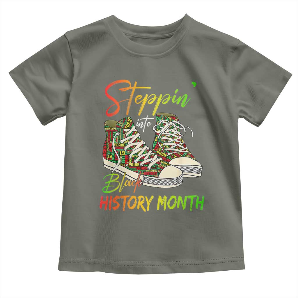 Stepping Into Black History Month Toddler T Shirt Sneakers TS02 Military Green Print Your Wear