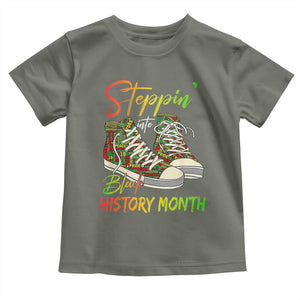 Stepping Into Black History Month Toddler T Shirt Sneakers TS02 Military Green Print Your Wear