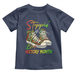 Stepping Into Black History Month Toddler T Shirt Sneakers TS02 Navy Print Your Wear